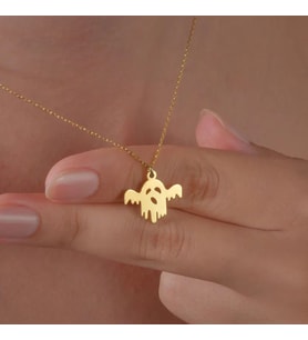 Kişiye Özel Tasarım Hayalet Figürlü Kolye 925K Gümüş (Gold)