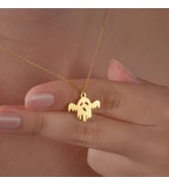 Kişiye Özel Tasarım Hayalet Figürlü Kolye 925K Gümüş (Gold)
