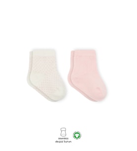 Puan Derby Penye Soket Çorap 2'Li Bs10103 Pembe Ekru