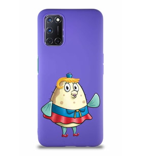 Oppo A52 Soft Premier Kapak Bayan Puff Tasarımlı Silikon Kılıf - Mor (Şeffaf)