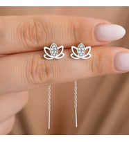 Gümüş Sallantılı Lotus Kadın Küpe