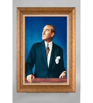 Çerçeveli Paspartulu Atatürk Tablo a610 (Gold)