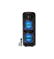 Çift Dev Wooferlı Karaoke Bluetooth Kule Hoparlör Mikrofonlu LED Şarjlı Parti Speaker (Siyah)