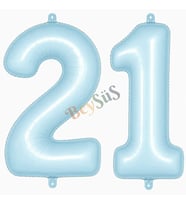 21 Rakam Folyo Balon Mavi Rengi (76 cm)