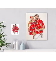 BK Gift Kişiye Özel Tam Boy Baba ve Kız Karikatürlü Kanvas Tablo 30x50cm-1