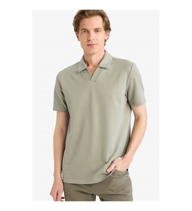 Defacto Basic Haki Erkek Polo Yaka T-shirt G8670AX/KH403