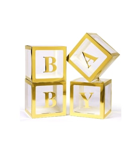 Kenarları Gold Kutu Şeffaf Kutu Gold Baby Yazılı Harf 25 Cm