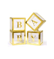 Kenarları Gold Kutu Şeffaf Kutu Gold Baby Yazılı Harf 25 Cm