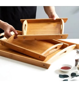 3'Lü Bambu Tepsi 28*32*37 Cm