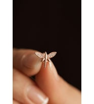 Zirkon Taşlı Rose Yusufcuk Minimal Çivili Gümüş Küpe