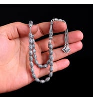 Tamamı 925 Ayar Gümüş Arpa Kesim Tesbih