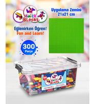 Smile Blocks Lego 300 Parça Plastik Kutulu Mikro Blok Yeşil Uygulama Zeminli