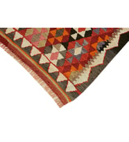 Kırmızı Kilim El Dokuma Baklava Desenli Salon Kilimi Geometrik Etnik Tasarım Koridor Yatak Odası İçin