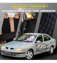 Renault Megane 1 Siyah Renk Tay Tüyü Cepli & Terletmez Sırtlı Oto Koltuk Minder Seti - Koltuk Koruma Kılıfı (ÖN & ARKA TAM SET)