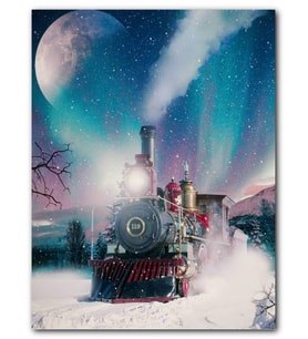 Cakatablo MDF (Ahşap) Tablo Karda Gece Treni Görseli