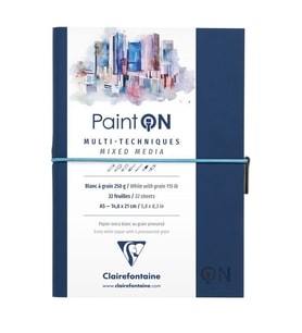 Clairefontaine Paint'On Multi-Techniques Karışık Teknik Blok Suni Deri Lacivert Kapak 250 gr. 32 Yp. A5 