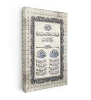 Dikey Kanvas Tablo Üç Sure İhlas Felak Nas Bir Arada Dini İslami Tablo Ev Ofis Duvar Dekoru