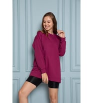 MyBen Unisex Uzun Kollu Mor Oversize Sweatshirt İRF050