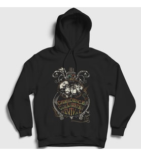 Presmono Unisex Siyah Grapevine Creedence Clearwater Revival Kapüşonlu Sweatshirt 490318tt
