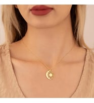 Kişiye Özel 925 Ayar Gümüş Güneş Ay Tasarım Kolye (Gold)