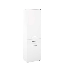 Adore Mobilya Diamond Çamaşır Sepetli Kapaklı ve Çekmeceli Çok Amaçlı Dolap - Parlak Lake Beyaz 52x187x38 cm (GxYxD)