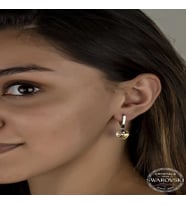 S-warovski Crystal Taşlı Gümüş Beyaz Kalp Sallantılı Kadın Küpe