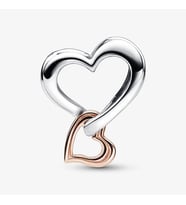Nur Silver İki Renkli Kafes İşi Sonsuz Kalp Charm NUR-CM00366