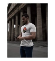 Unisex Bisiklet Yaka Baskılı Oversize T-Shirt - Beyaz