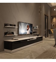 Decoraktiv Trendstyle 270RS Mdf Tv Ünitesi Tv Sehpası - Beyaz Siyah (Siyah - Beyaz)