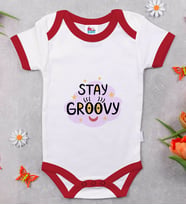 BK Kids Stay Groovy Tasarımlı Kırmızı Bebek Body Zıbın-1