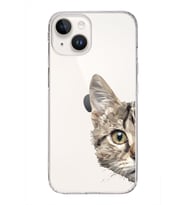 Apple iPhone 14 Plus Uyumlu Kapak Catface Tasarımlı Şeffaf Silikon Kılıf