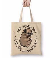 Chubby Pug Tombul Köpek Bez Çanta Uzun Saplı