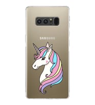 Samsung Galaxy Note 8 Uyumlu Kamera Korumalı Kapak Unicorn Tasarımlı  Şeffaf  Kılıf