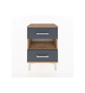 Arges Komodin Tek Raflı 2 Çekmeceli 44x30x64 Çam-Antrasit