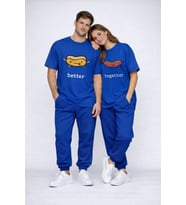 Better Together Baskılı Sevgili Kombini Çift Tişört Oversize Unisex Çift Kombin (Lacivert)