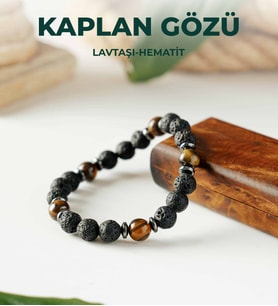 Luxtone Sertifikalı Kaplangözü - Lavtaşı ve Hematit Elastik Bileklik Erkek Takı LX0310BL