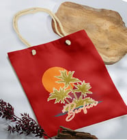 BK Gift Kişiye Özel Yaz Temalı İsimli Kırmızı Halat Saplı Kumaş Plaj Çantası -2, Baskılı Omuz Çantası, Alışveriş Çantası, Arkadaşa Hediye, Sevgiliye Hediye