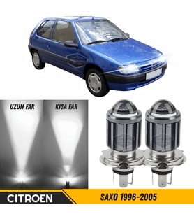 Citroen Saxo 1996-2005 Mercekli Far Ampulü Led Xenon Beyaz Şimşek Etkili CSP Led Lamba Uzun Kısa