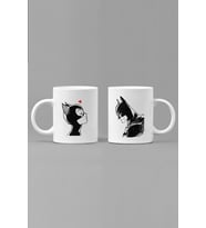 Catwoman ve Batman Sevgili/Çift/Arkadaş 2'li Kupa Bardak Seti (Beyaz)