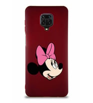 Xiaomi Redmi Note 9S Soft Premier Kapak Minnie Mouse-A Tasarımlı Silikon Kılıf - Mürdüm (Şeffaf)
