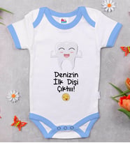BK Kids Kişiye Özel Mavi Bebek Body Zıbın - Model 92