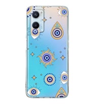 PrintiFy Oppo A94  ile Uyumlu 1mm Slim Fit Nazar Boncuğu 5 Baskılı Şeffaf  Kılıf
