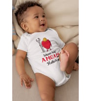 Unisex Bebek Beyaz Sıkıntı Yok Amcam Halleder Desenli Kısa Kol Body