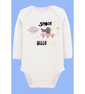 Organik Baskılı Pamuklu Unisex Bebek Body UZUNKOLE105