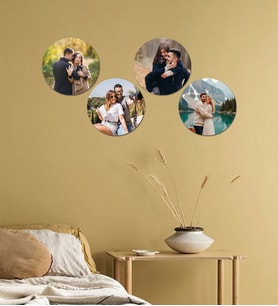 Kişiye Özel 4 Fotoğraflı Yuvarlak Mdf Tablo