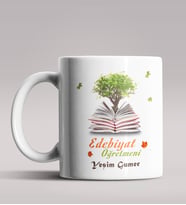 Kişiye Özel Edebiyat Öğretmeni Tasarımlı Beyaz Renk Kupa Bardak 3