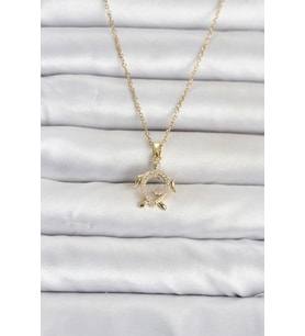 316L Çelik Zincir Gold Renk Caretta Caretta Model Kadın Kolye TJ-BKO11096
