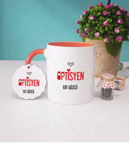 Optisyen Kupa Bardak Turuncu ve Anahtarlık