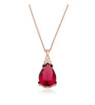 Gümüş Kırmızı Topaz Damla Kolye