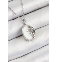 316L Çelik Zirkon Taşlı Yarım Güneş Model Gümüş Renk Kadın Kolye